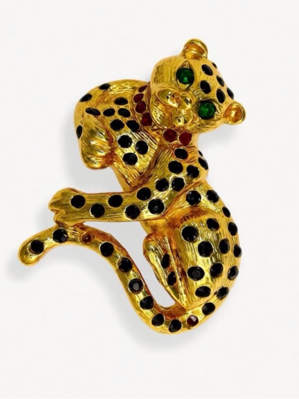 Vintage gold plated leopard brooch